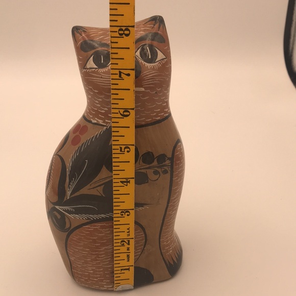 VTG Mexican Pottery Tonala Folk Art Hand Painted Cat Statue - Picture 5 of 6